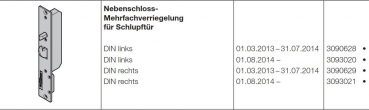 Hörmann Nebenschloss-Mehrfachverriegelung für Schlupftür, DIN links für Baureihe 40 und Industrie-Baureihe 40, 50, 3090628