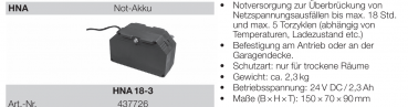 Hörmann Not-Akku HNA 18-3, Artikelnummer 437726