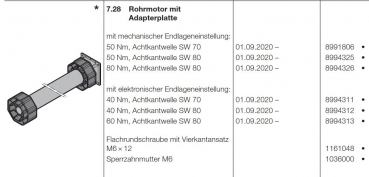 Hörmann Rohrmotor 50 Nm, Achtkantwelle SW 70 für Garagen-Rolltor RollMatic T, 8991806