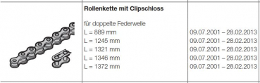 Hörmann Rollenkette mit Clip-Schloss für doppelte Federwelle L = 1372 mm für die Industrietor Baureihe 20, 30, 40, 50, 3085665