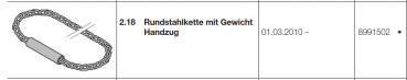 Hörmann Rundstahlkette mit Gewicht Handzug für Innen-Rolltor und Rollgitter RollMatic handbetätigt, 8991502