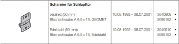 Hörmann Scharnier für die Schlupftür (50 mm) Edelstahl für Baureihe 40 und Industrie-Baureihe 30-40 und 50, 3040910