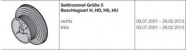 Hörmann Seiltrommel Größe 5 Torbeschlag H, HD, HS, HU links für die Industrietore der Baureihe 30, 40, 50, 60, 3086205