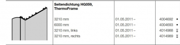 Hörmann Seitendichtung HG059, 3210 mm, Links, ThermoFrame, Baureihe 40, 4014988