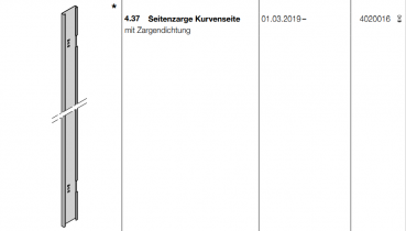 Hörmann Seitenzarge Kurvenseite mit Zargendichtung, 4020016, Seiten-Sektionaltore, BR 30