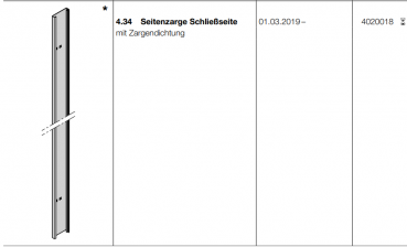 Hörmann Seitenzarge Schließseite mit Zargendichtung, 4020018, Seiten-Sektionaltore, BR 30