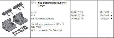 Hörmann Set: Befestigungszubehör Zarge, öffnet rechts, Seiten-Sektionaltor, 4016723