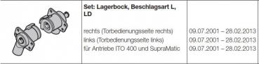 Hörmann Set Lagerbock-Beschlag L und LD links Torbedienungsseite für die Industrietore der Baureihe 40-50, 3060733