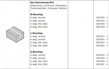 Hörmann Set: Nachrüstung RC2, Baureihe 40, 6-teilig, verzinkt, LPU 67 Thermo, L-Beschlag (Privat Tore), 3097954