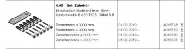 Hörmann Set: Zubehör, Zwischenbreite ≤ 3000 mm, (HST 42), BR 20, 30, Seiten-Sektionaltor