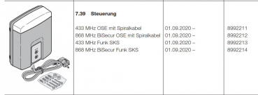 Hörmann Steuerung 868 MHz BiSecur OSE mit Spiralkabel Garagen-Rolltor RollMatic T, 8992212