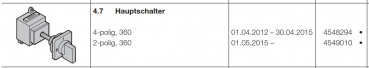 Hörmann Steuerungen integriert 360 Hauptschalter 4-polig 360, 4548294