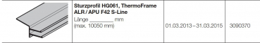 Hörmann Sturzprofil HG061 ThermoFrame ALR-APU F42 S-Line Zubehör für Torglieder Ersatzteile für die Industrietor Baureihe 40-50 , 3090370