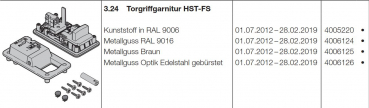 Hörmann Torgriffgarnitur HST - FS, Kunststoff in RAL 9006, Seiten-Sektionaltor, 4005220