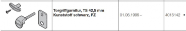 Hörmann Torgriffgarnitur TS 42,5 mm Kunststoff schwarz, PZ für Baureihe 30, 40, 4015142, 3053601