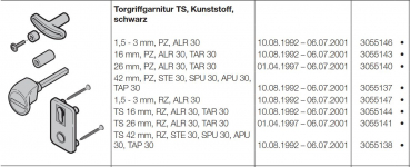 Hörmann Torgriffgarnitur TS-Kunststoff-schwarz 16 mm PZ-ALR 30-TAR 30 für die Industrietor Baureihen 30, 40, 3055143