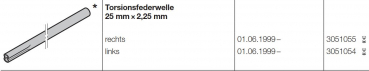 Hörmann Torsionsfederwelle 25 mm x 2,25 mm Ausführung rechts (von innen gesehen), Preis je m. für Baureihe 40, 3051055