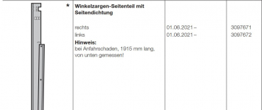 Hörmann Winkelzargen-Seitenteil rechts, bei Anfahrschaden für Industrietore-Baureihe 60, 3097671