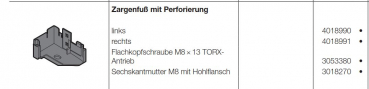 Hörmann Zargenfuß links mit Perforierung für Renomatic und EcoStar / Baureihe 40, 4018990