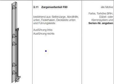 Hörmann Zargenseitenteil F80 Schwingtor, Fertiggaragen, links, 1274