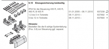 Hörmann Einzugssicherung beidseitig 1,5 bis 5 m-Torbreite, 637239, 637692