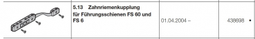 Hörmann Zahnriemenkupplung für Führungsschienen FS 60 und FS 6, 438698, 635262