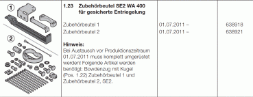 Hörmann Zubehörbeutel SE2  WA 400 / 500 für gesicherte  Entriegelung, 638921