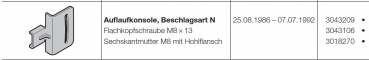 Hörmann Auflaufkonsole-Beschlagsart N -ND-NS neu für die Industrietorbaureihe 20-30-40-50, 3043209