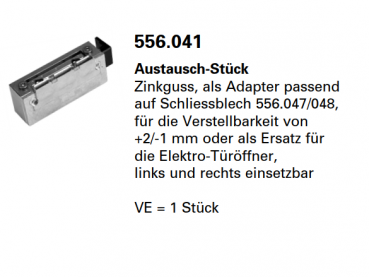 Jansen-Economy 60 RC Türen Austausch-Stück Zinkguss, als Adapter passend auf Schliessblech, Artikelnummer 556.041