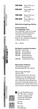 Jansen-Economy 60 RC Türen Mehrfachverriegelungs-Schloss, Panik-Funktion B, einflügelig, Stulp 2400 mm ø 22 mm, Artikelnummer 556.007