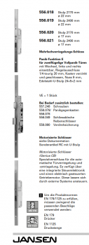 Jansen-Economy 60 RC Türen Mehrfachverriegelungs-Schloss, Panik-Funktion E, zweiflügelige Vollpaniktüren, Stulp 2170 mm ø 22 mm, Artikelnummer 556.018