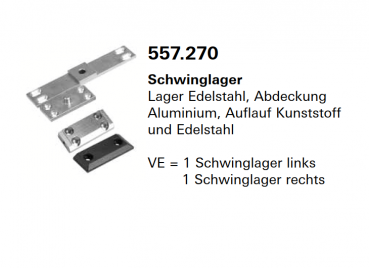 Jansen Janisol Arte 2.0, Schwinglager Lager Edelstahl, Abdeckung Aluminium, Auflauf Kunststoff, Artikel Nr.557.270