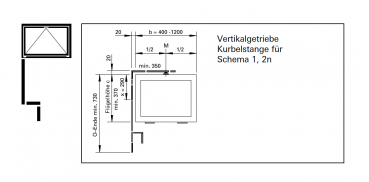 Jansen Janisol Arte 2.0, Zug- und Querstange ø 8 mm mit Alu-Abdeckprofil, Länge 3300 mm, Bedienung Handhebel, Artikel Nr.550.642