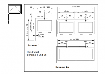 Jansen Janisol Arte 2.0, Zug- und Querstange ø 8 mm mit Alu-Abdeckprofil, Länge 3300 mm, Bedienung Handhebel, Artikel Nr.550.642