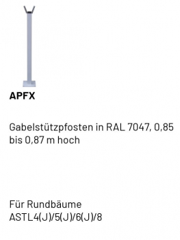 Marantec APFX Gabelstützpfosten in RAL 7047, 0,85  bis 0,87m hoch, 178434