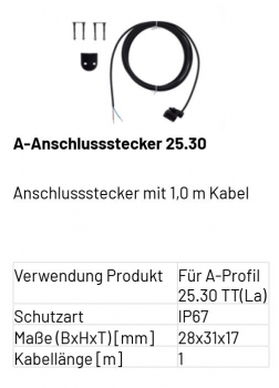 Marantec A-Anschlussstecker 25.30 Anschlussstecker mit 1,0 m Kabel, 186955