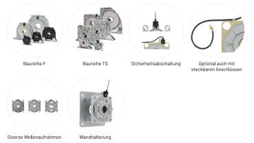 Marantec Fangvorrichtungen - F1-B, Rund mit Nut,18 mm, mit Mikroschalter