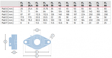 Marantec, MFZ, FL25 Flanschlager 25 mm, 715 kg Tragkraft, 142021