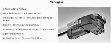 Marantec-MFZ Antrieb für federausgeglichene Sektionaltore < 25m² Torfläche (400V/3PH), max. 300 kg, 119522