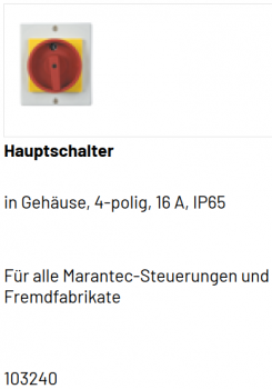 Marantec Hauptschalter, in Gehäuse, 4-polig, 16 A, IP65, 103240