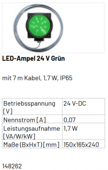 Marantec LED-Ampel 24V Grün, mit 7 m Kabel, 148262