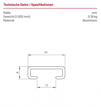 Marantec, MFZOvitor Protect-Contact 25.30 Aufnahmeprofil, 1 Stück a 1.000mm , 99590