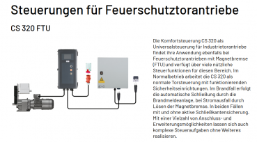 Marantec Steuerungen für Feuerschutztorantriebe, CS 320 FTU