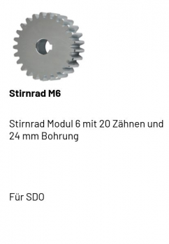 Marantec Stirnrad Modul 6 mit 20 Zähnen und 24 mm Bohrung, 151331