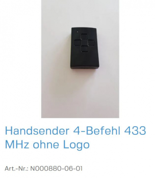 Normstahl Handsender 4-Befehl 433 MHz ohne Logo, N000880-06-01