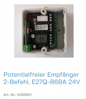 Normstahl Potentialfreier Empfänger 2-Befehl, E27Q-868A 24V, K089951