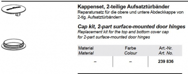 schüco Türband-Kappenset (2-teilige Bänder), 239836