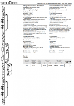 Schüco Rollenschloss, 241 523, ADS 65.NI