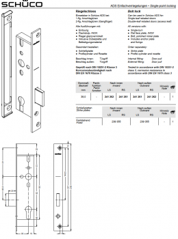 Schüco ADS Einfachverriegelungen Riegelschloss, 35,0 mm Dornmaß, 241261, nach innen, RS