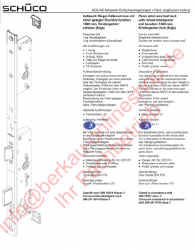 Schüco ADS HD Antipanik Einfachverriegelungen, PDFs